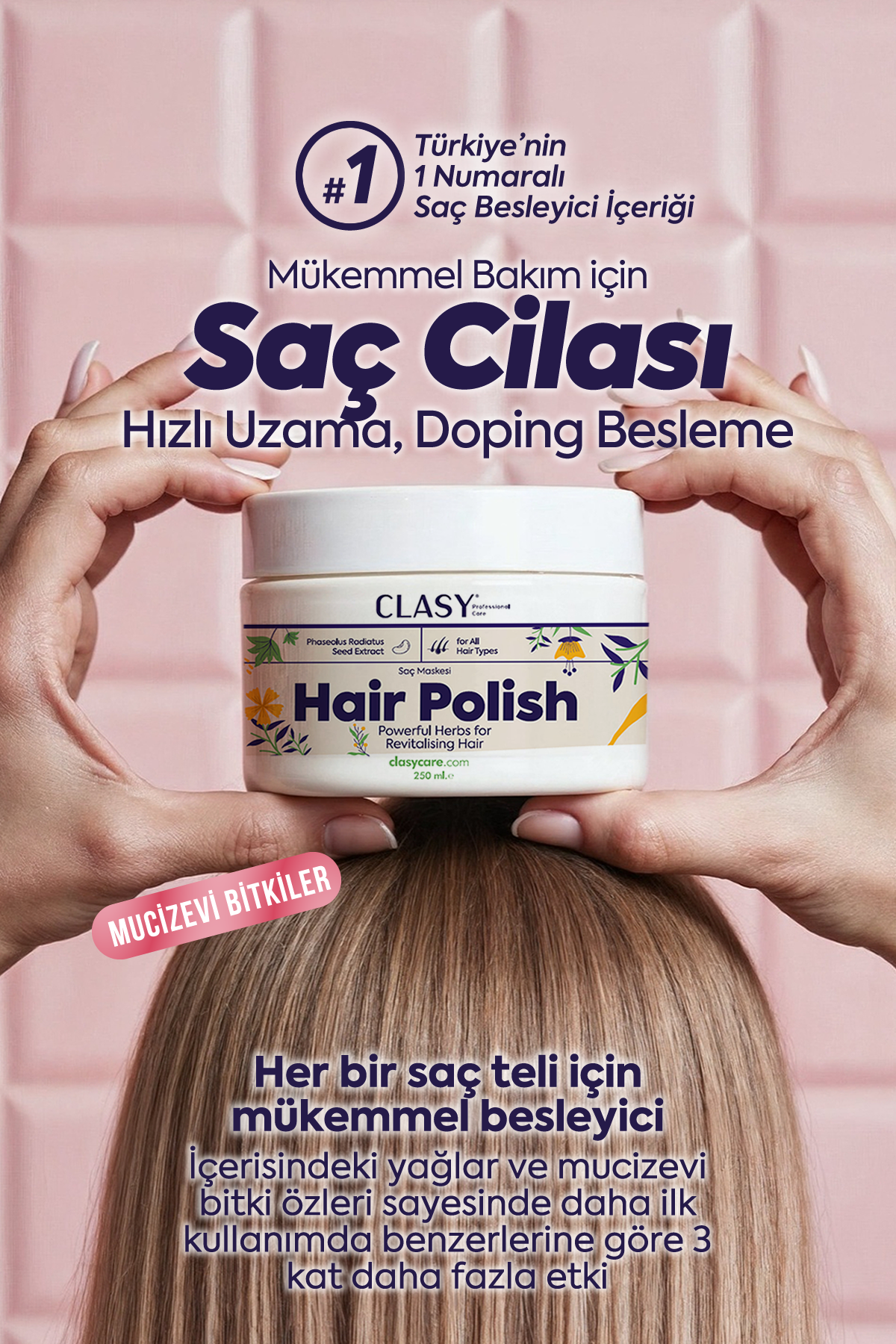 Boyalı veya Her Türlü Saçlar için Saç Cilası - Hair Polish Powerful Herbs for Revitalising Hair 250 ml