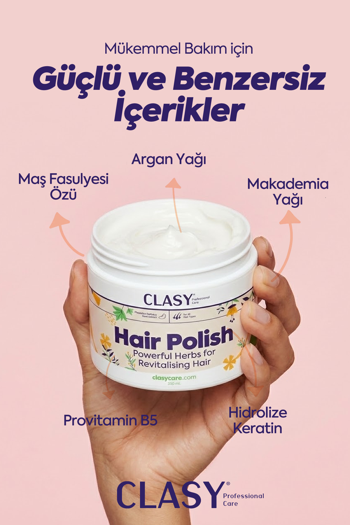 Boyalı veya Her Türlü Saçlar için Saç Cilası - Hair Polish Powerful Herbs for Revitalising Hair 250 ml